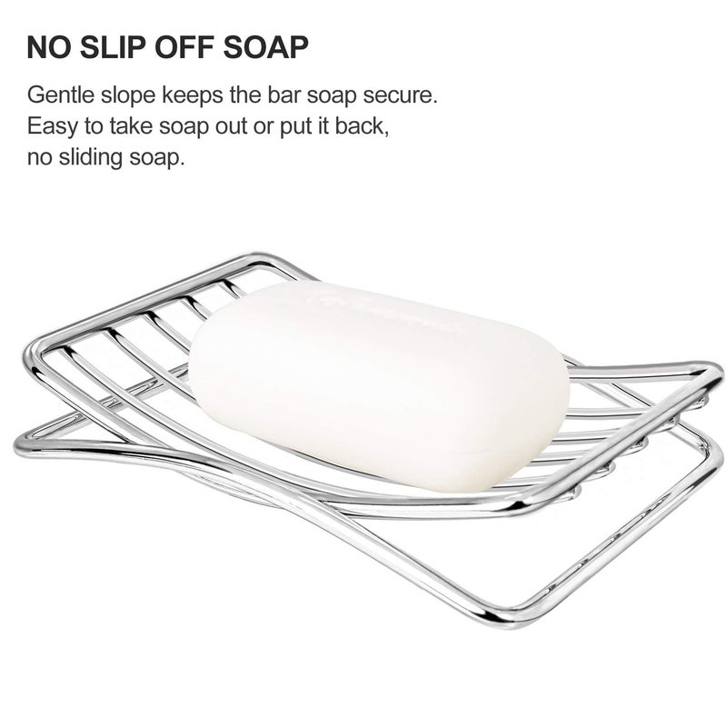 GUUKAR Soap Dish Stainless Steel Bar Soap Holder for Shower Bathroom, Self-draining Soap Dishes Sponge Holder for Kitchen Sink, Easy Cleaning Quick Dry(Soap Saver Not Included) - Image 3